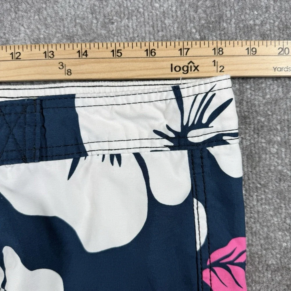 Hollister Swim Trunks Men's Large‎ Blue Floral Hawaiian Hibiscus Board Shorts